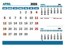 April 2026 Excel Calendar with Holidays