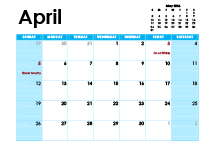 April 2026 Calendar with Holidays