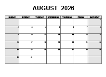 August 2026 PDF Calendar