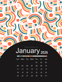 Cute Festive Season 2026 Pattern Calendar