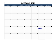 December 2026 Blank Calendar