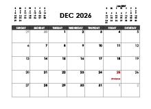 December 2026 Calendar Free Printable