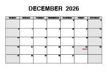 December 2026 PDF Calendar