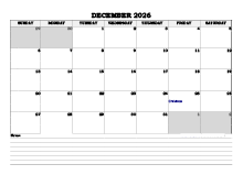 December 2026 Planner Excel