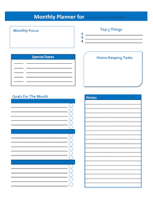 Editable Monthly Goal Planner