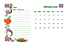 February 2026 Calendar Dates
