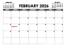 February 2026 Calendar Excel