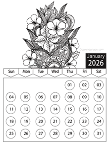Free 2026 Floral Coloring Calendar