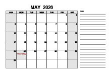 Free Printable May 2026 Calendar PDF