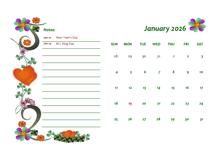 January 2026 Calendar Dates