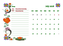 July 2026 Calendar Dates