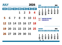 July 2026 Excel Calendar with Holidays