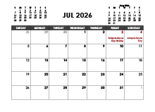 July 2026 Calendar Free Printable