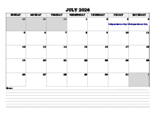 July 2026 Planner Excel