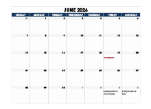June 2026 Blank Calendar