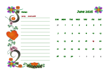 June 2026 Calendar Dates