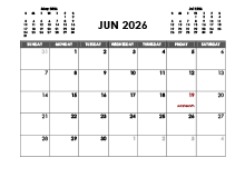 June 2026 Calendar Free Printable
