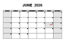 June 2026 PDF Calendar