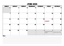 June 2026 Planner Excel