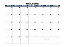 March 2026 Blank Calendar