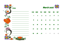 March 2026 Calendar Dates