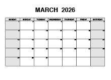 March 2026 PDF Calendar