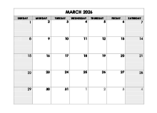 March 2026 Printable Calendar