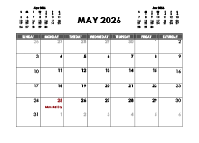 May 2026 Calendar Free Printable