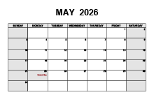 May 2026 PDF Calendar