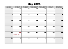 May 2026 Calendar Word