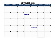 November 2026 Blank Calendar