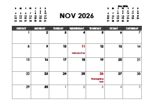 November 2026 Calendar Free Printable