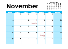 November 2026 Calendar with Holidays