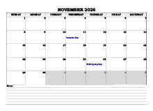 November 2026 Planner Excel