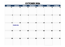 October 2026 Blank Calendar