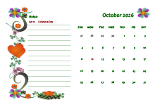 October 2026 Calendar Dates