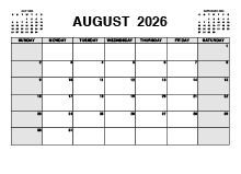Printable August 2026 Calendar PDF
