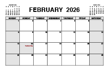Printable February 2026 Calendar PDF