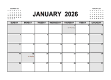 Printable January 2026 Calendar PDF