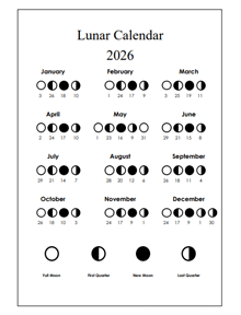 Printable Lunar Calendar 2026