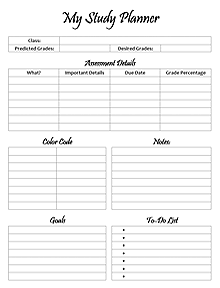 Printable My Study Planner