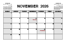 Printable November 2026 Calendar PDF