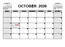 Printable October 2026 Calendar PDF