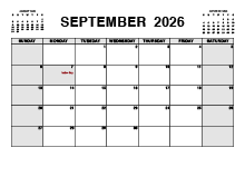 Printable September 2026 Calendar PDF