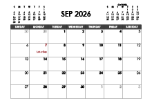September 2026 Calendar Free Printable
