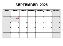 September 2026 PDF Calendar