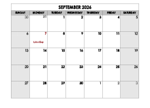 September 2026 Printable Calendar