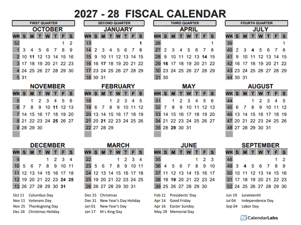 2027 US Fiscal Year Template