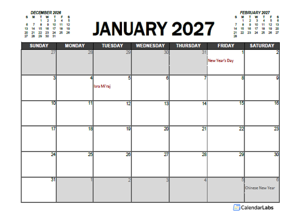 2027 Calendar Planner Indonesia Excel