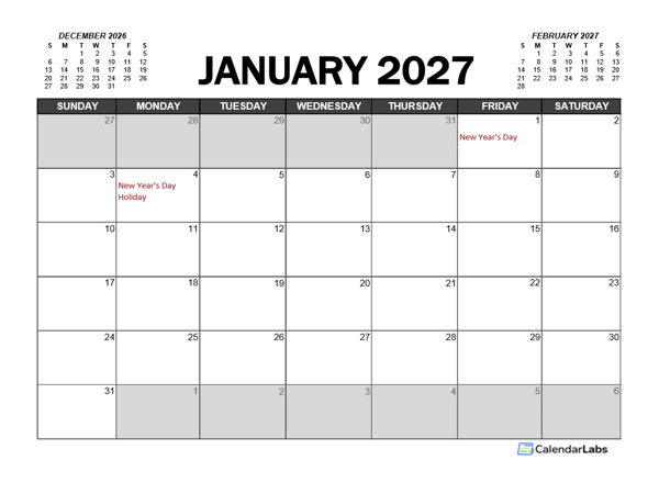 2027 Calendar Planner UAE Excel